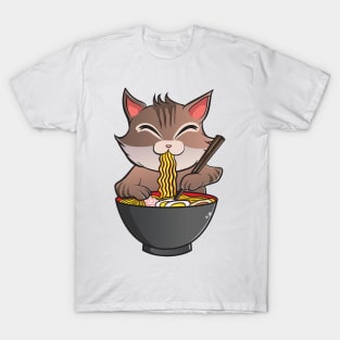 Cute & Funny Anime Kitty Ramen Kawaii Cat T-Shirt